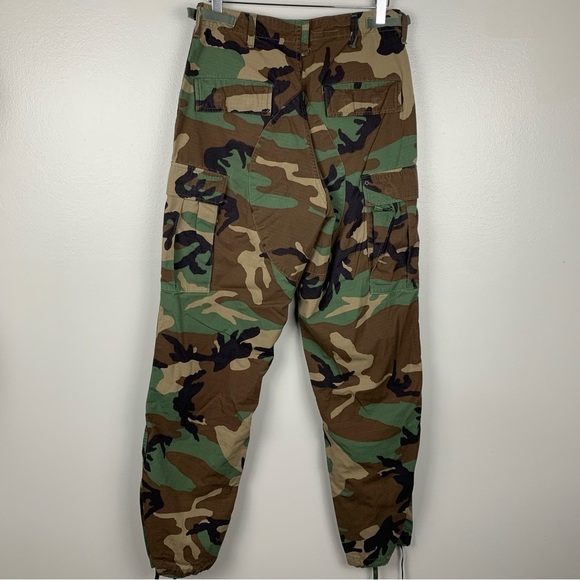 Vtg Military army camouflage cargo baggy pant green size small 32-35 adjustable - Picture 2 of 6